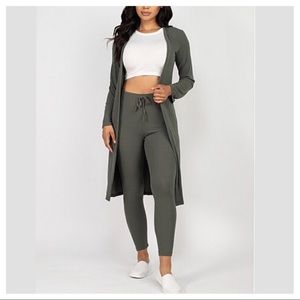 Brand new Olive Cardigan and Leggings Set